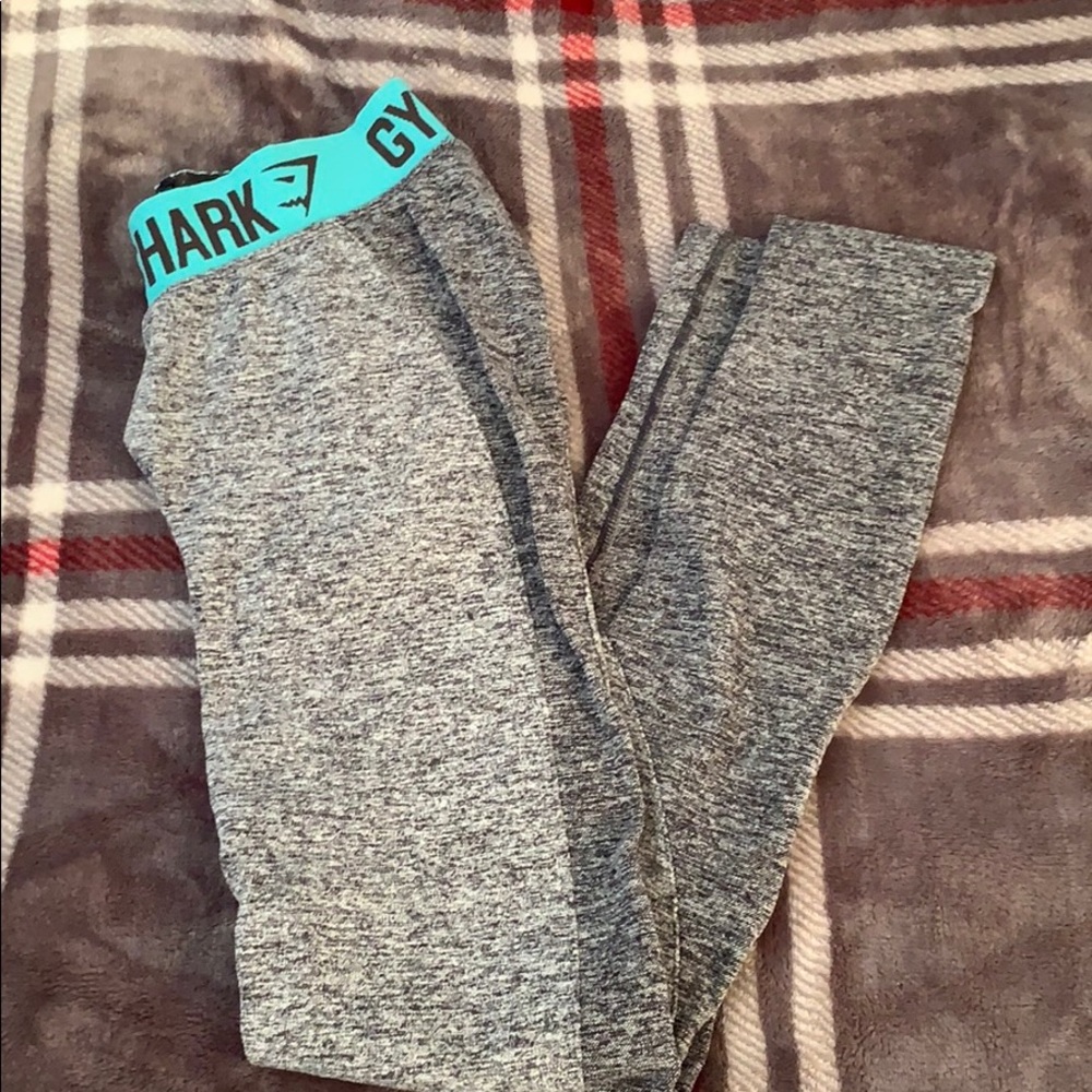 Gymshark Grey Flex Leggings - Aqua Band